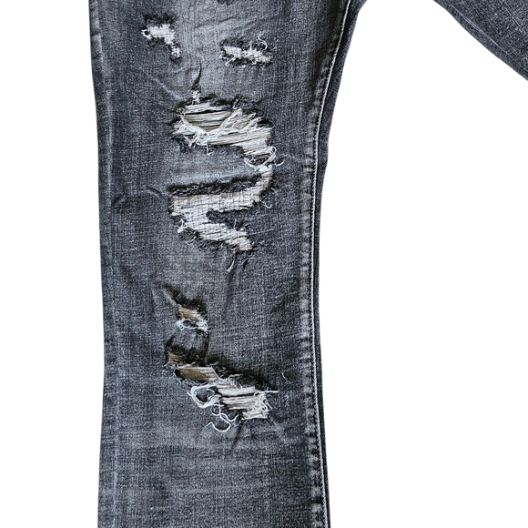 Men’s Slim Taper Fit Distressed Black/Gray Denim Jeans Size 42x32 - Picture 4 of 9